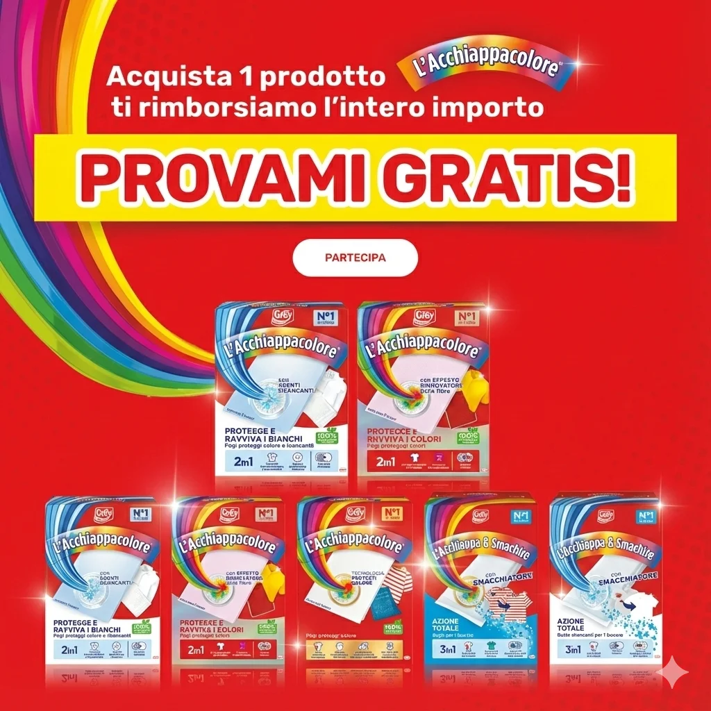 L'Acchiappacolore Provami Gratis: 100% Cashback sul prodotto!