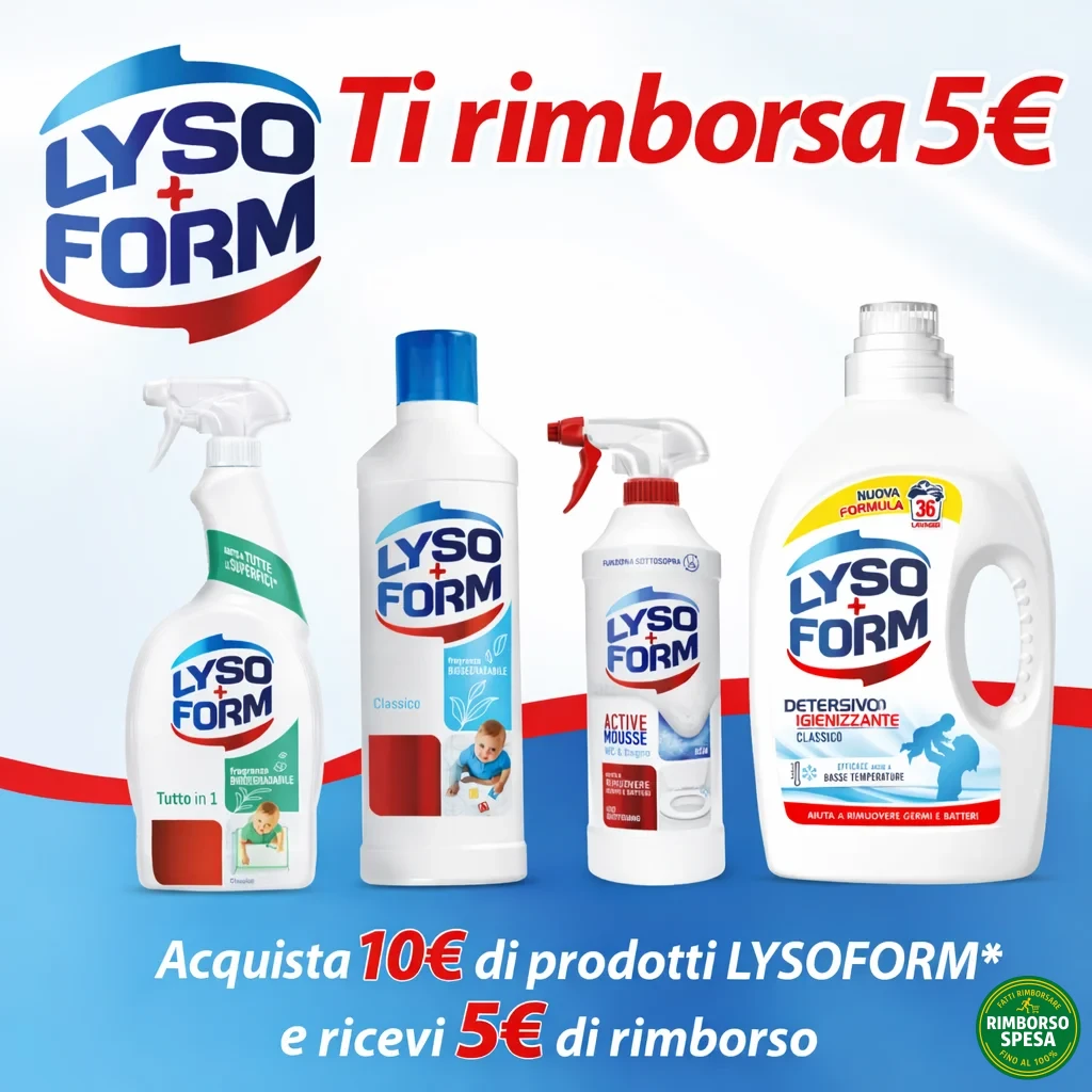 Lysoform ti Rimborsa 5 euro su Prodotti Casa e Lavatrice