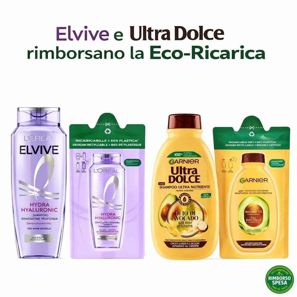 Elvive e Ultra Dolce: Eco-Ricarica GRATIS con lo Shampoo