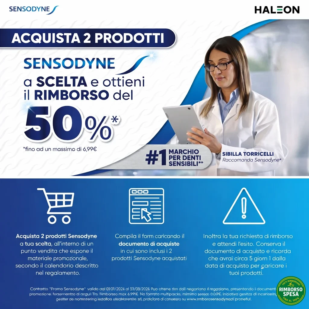 Sensodyne ti Rimborsa il 50% su Dentifrici e Spazzolini
